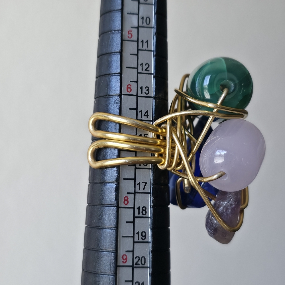Gold Wire Multi-Stone Statement Ring Amethuyst Ro… - image 2